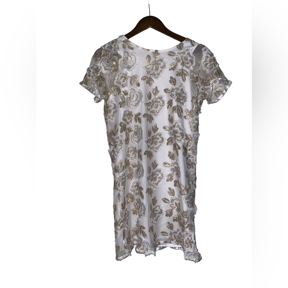 Three Eighty Two Embroidered Floral Mini‎ Dress Cottagecore Dainty Women XS NWT